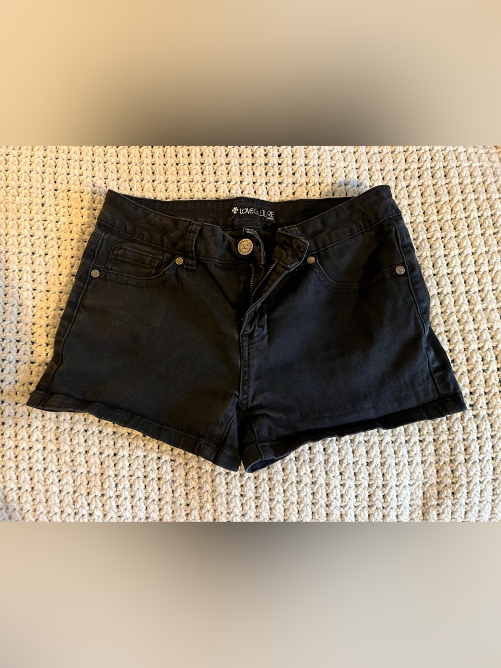 Love Culture Black Denim High-Rise Shorts